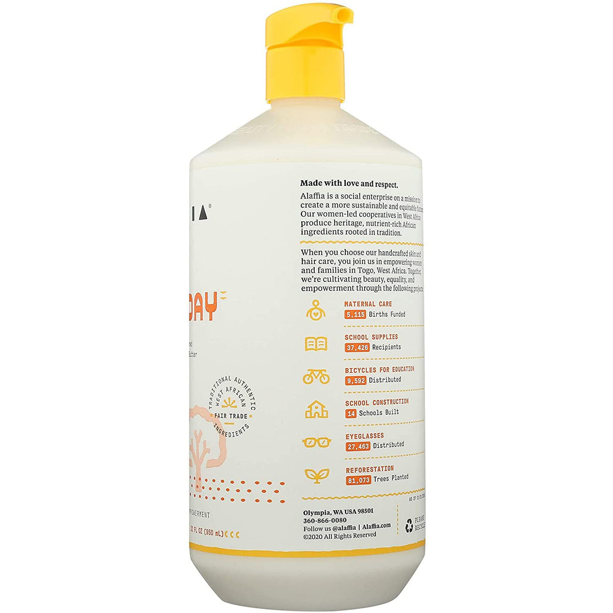 Alaffia EveryDay Shea Conditioner, Moisturizes, Restores and Protects. Made with Fair Trade Shea Butter, Cruelty Free, No Parabens, Vegan, Unscented