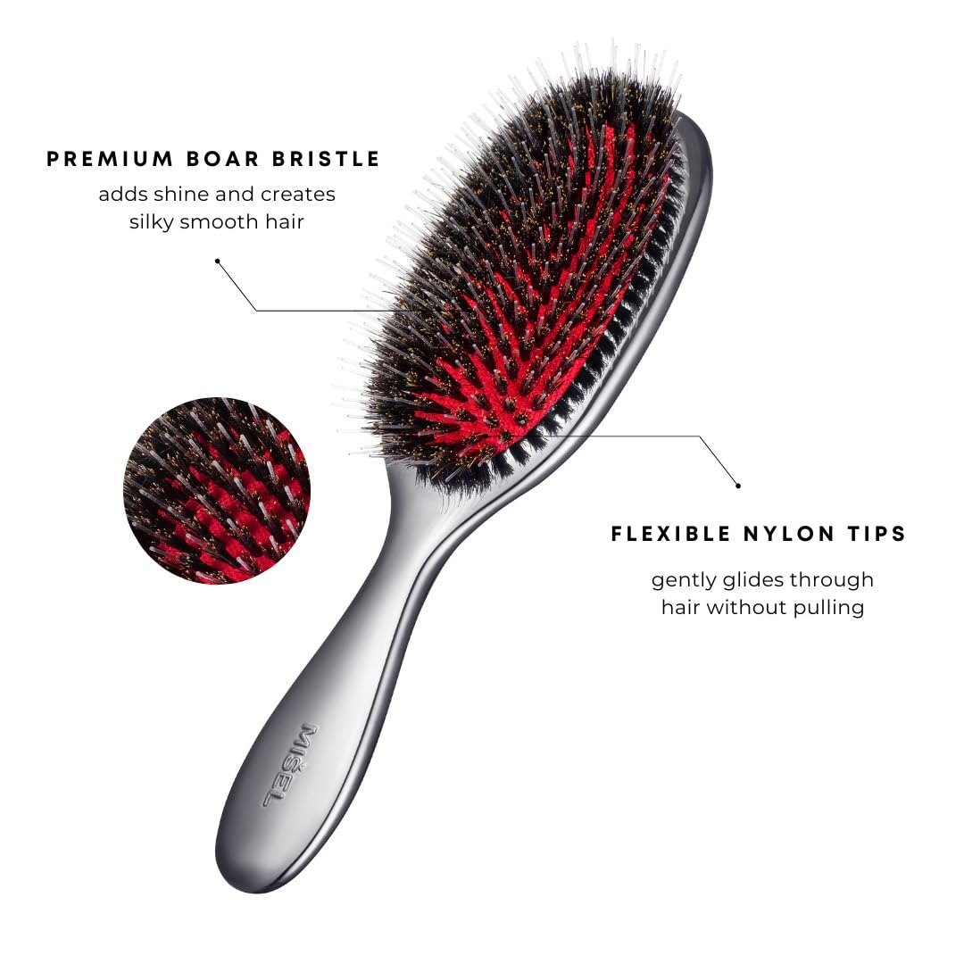 MISEL Professional Boar Bristle Hair Brush for Women and Men | Detangles All Natural Hair Types and Extensions | Reduces Breakage | Great for Wavy Beauty & Personal Care MIŠEL