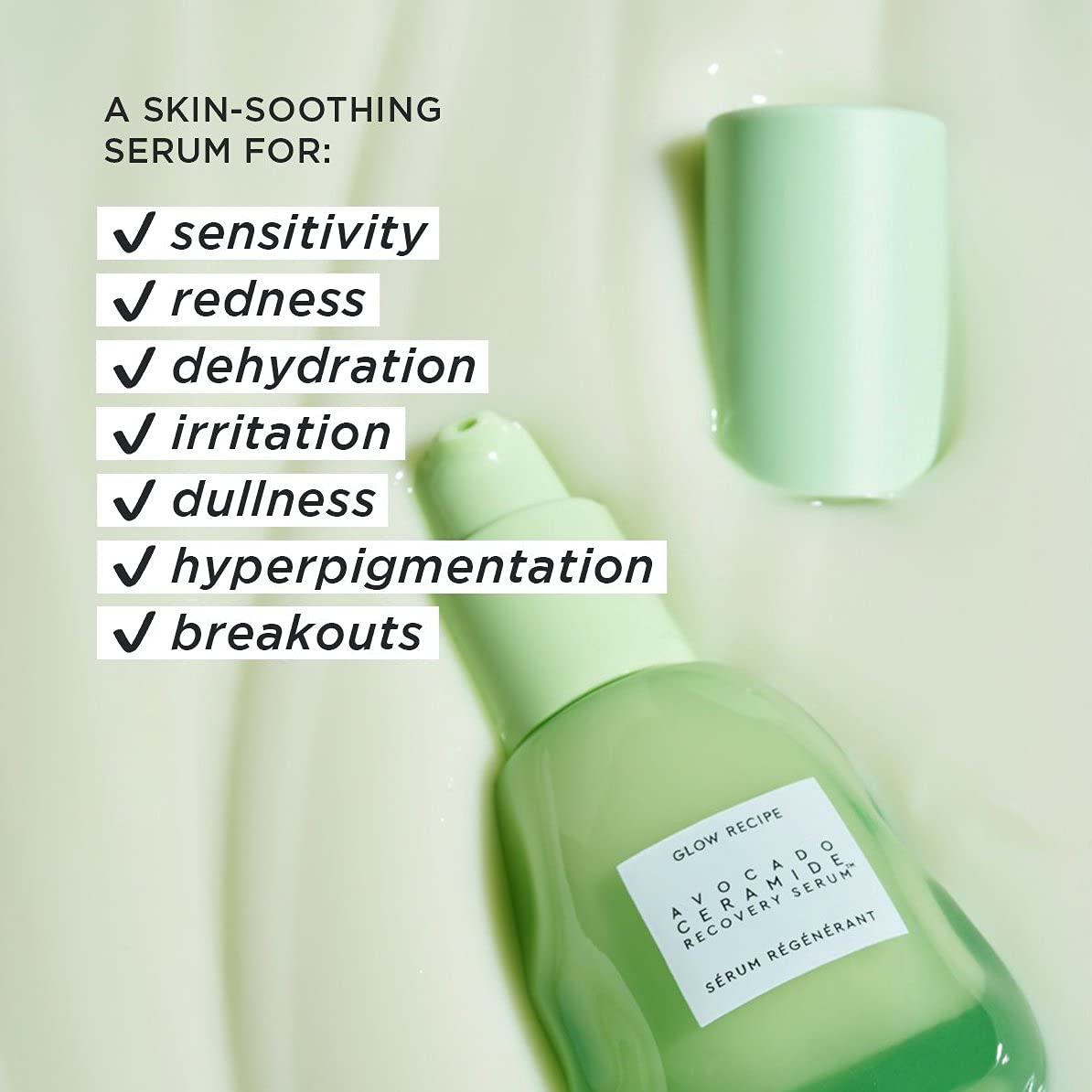 Glow Recipe Avocado Ceramide Serum - Soothing, Hydrating Face Serum for Women & Men, Redness Relief & Skin Barrier Repair - Lightweight, Milky Korean Beauty & Personal Care Glow Recipe