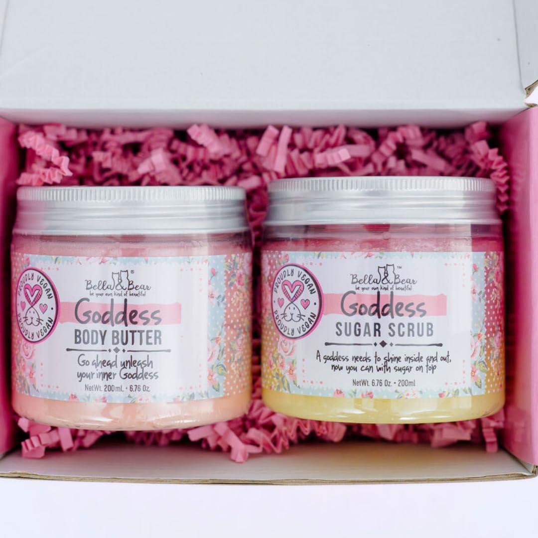 Bella & Bear Body Scrub & Body Butter Set - Goddess Spa Gift Set for Women - Vegan Self Care Bath Set, Mango Pineapple Coconut Scent Beauty and Personal Care Bella and Bear
