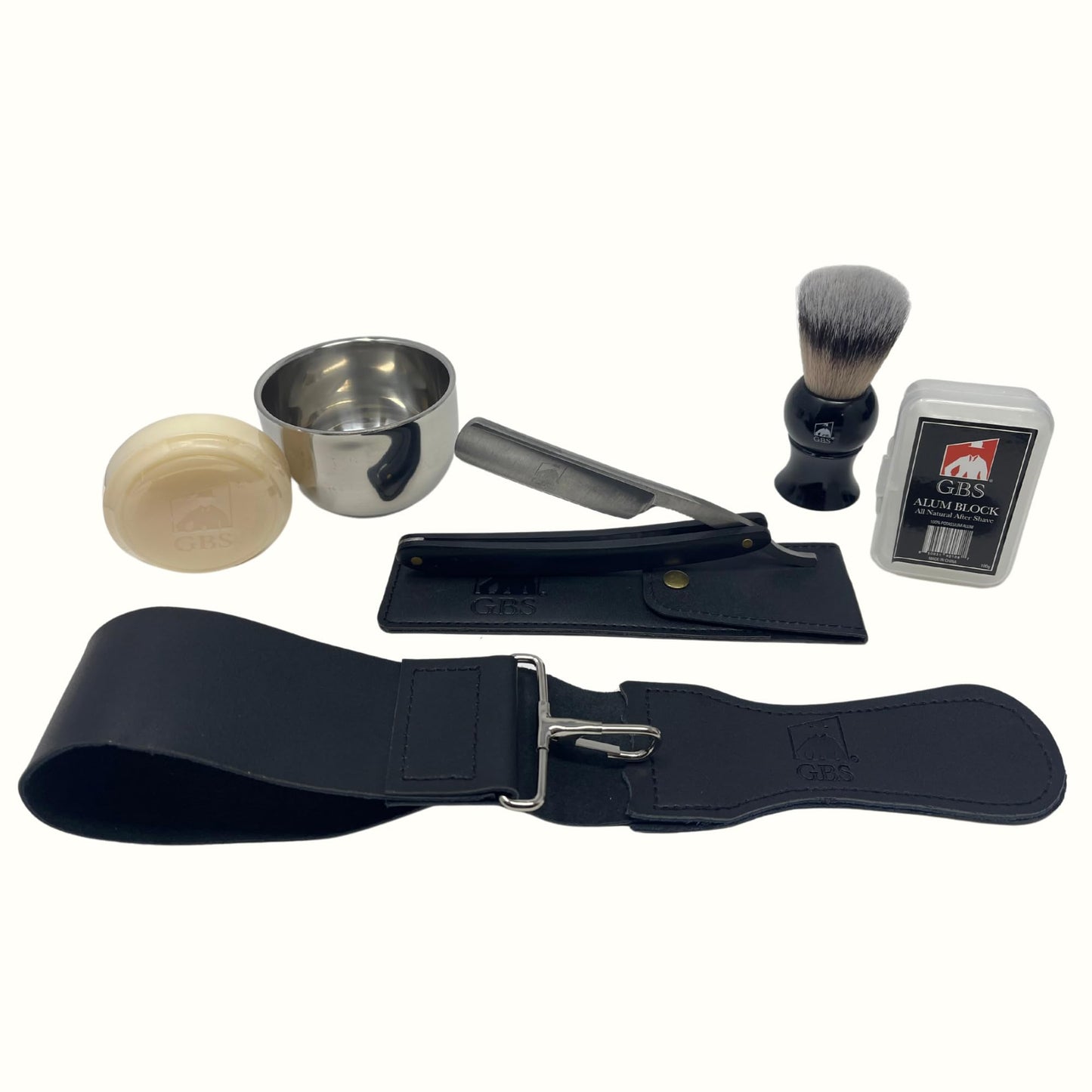 G.B.S Men’s Wet Shaving Kit Shaving Stainless Steel Razor Wood Handle with Case Synthetic Badger Hair Brush All-Natural Shave Soap Chrome Shaving Bowl Beauty and Personal Care G.B.S
