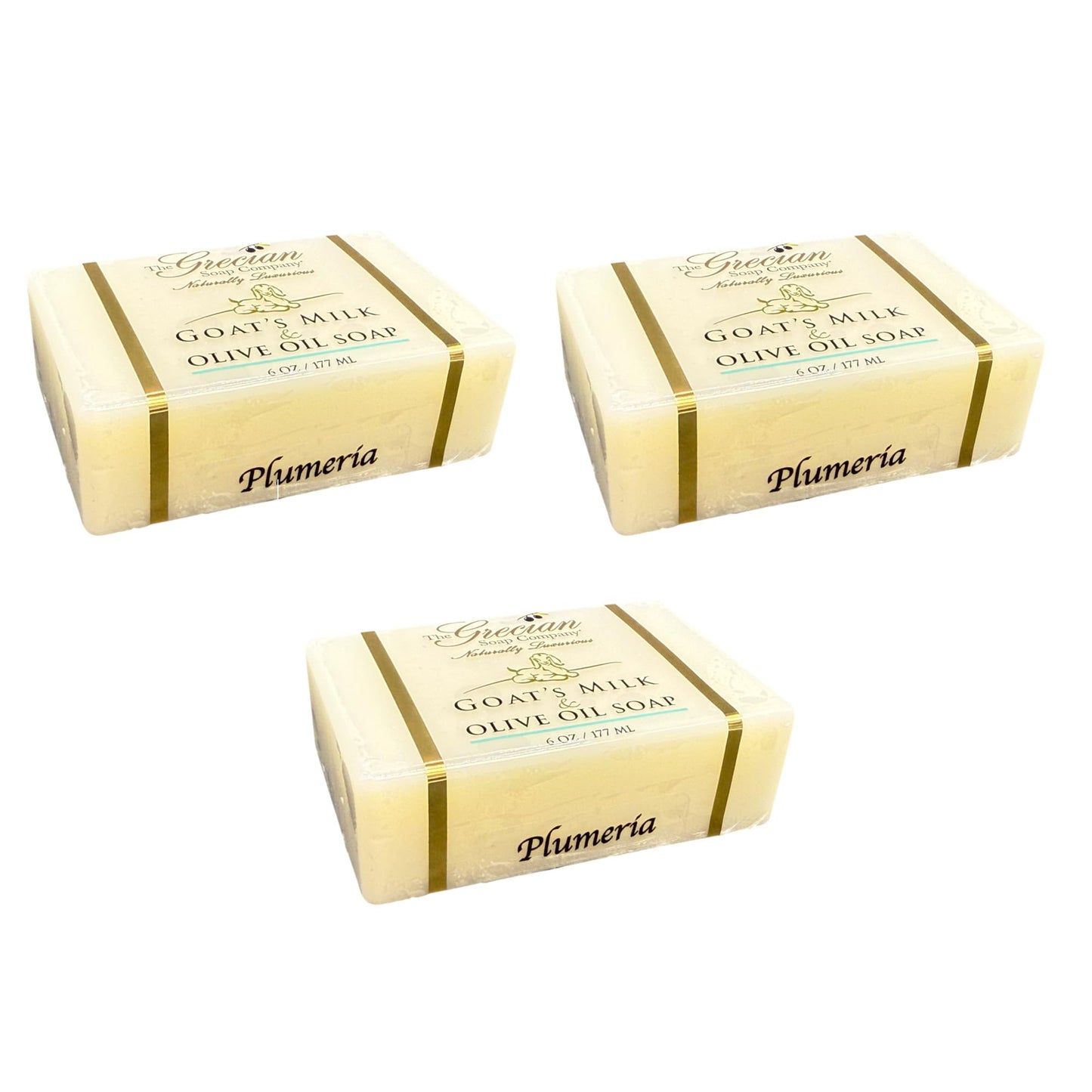 Grecian Goats Milk & Olive Oil Soap Bar 3-pack Plumeria Scent: Handmade, All-Natural, Soap for Dry & Sensitive Skin, Anti-Aging, pH-Balanced, RSPO Beauty & Personal Care The Grecian Soap Company