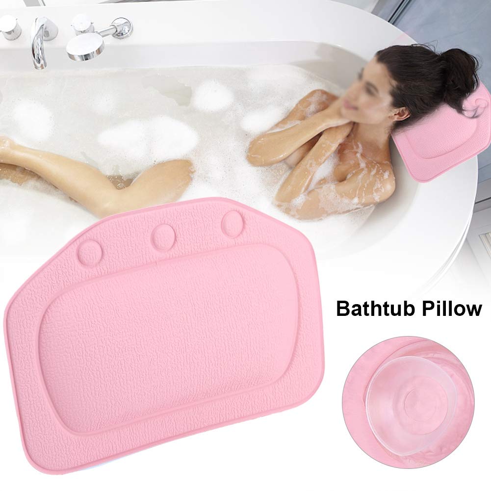Bath Pillow, Bathtub Head Neck Support, Soft Foam Padded Spa Tub Headrest Back Shoulders Support Cushion Bathroom (Pink) Beauty and Personal Care Haofy