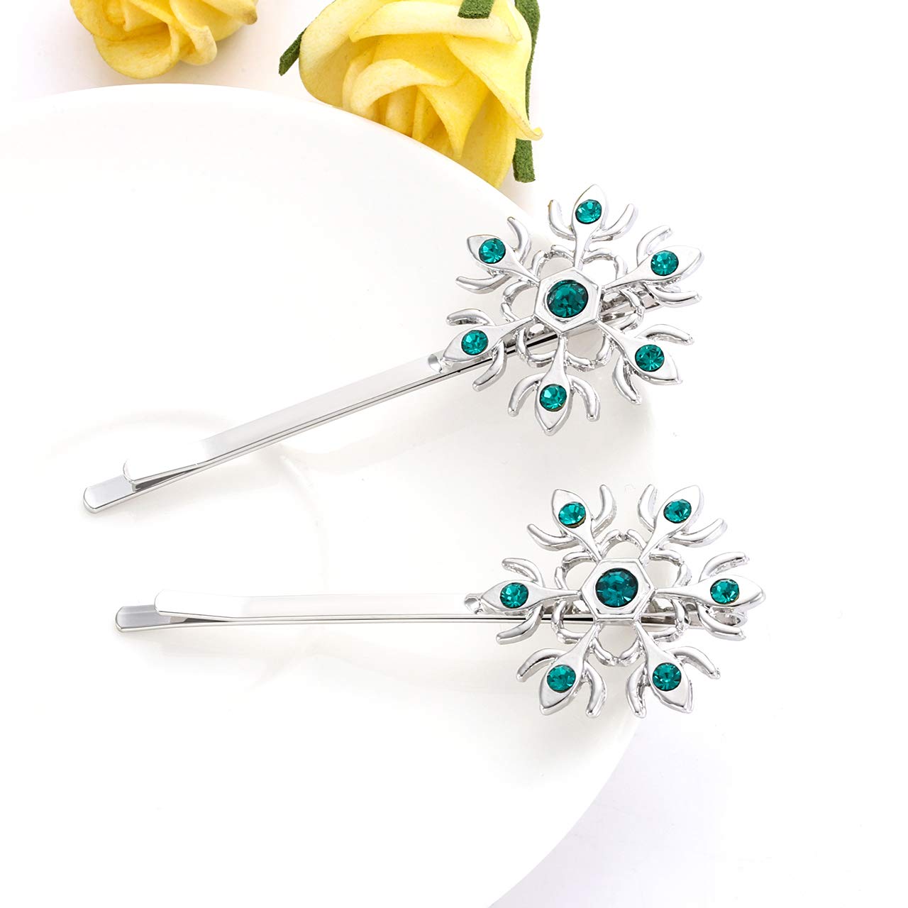 Christmas Bow Snowflake Hair Clip Hairpin Festive Gift Bows Rhinestone Snowflake Alligator Clips Xmas Holiday Party Hair Accessories Gift (Snowflake) Beauty & Personal Care YAHPERN