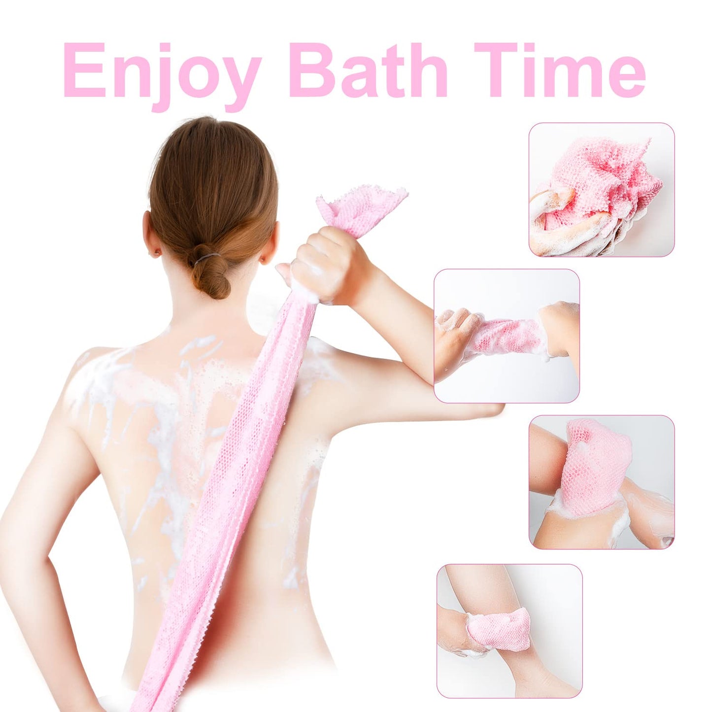 Gugull 3 Pcs African Exfoliating Net Sponge African Bath Sponge Scrubbing Rag Net African Wash Shower Long Net Body Scrubber Beauty & Personal Care Gugull
