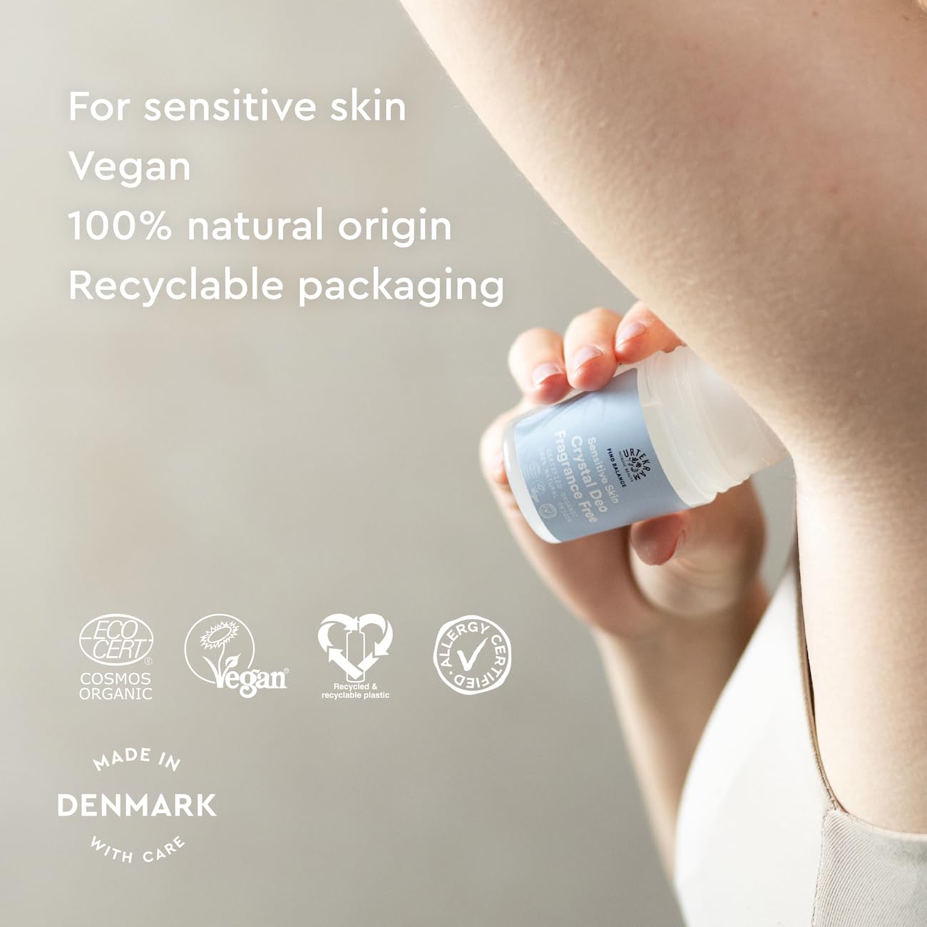 Urtekram Sensitive Skin Crystal Deodorant Fragrance Free 50ml Beauty and Personal Care Urtekram