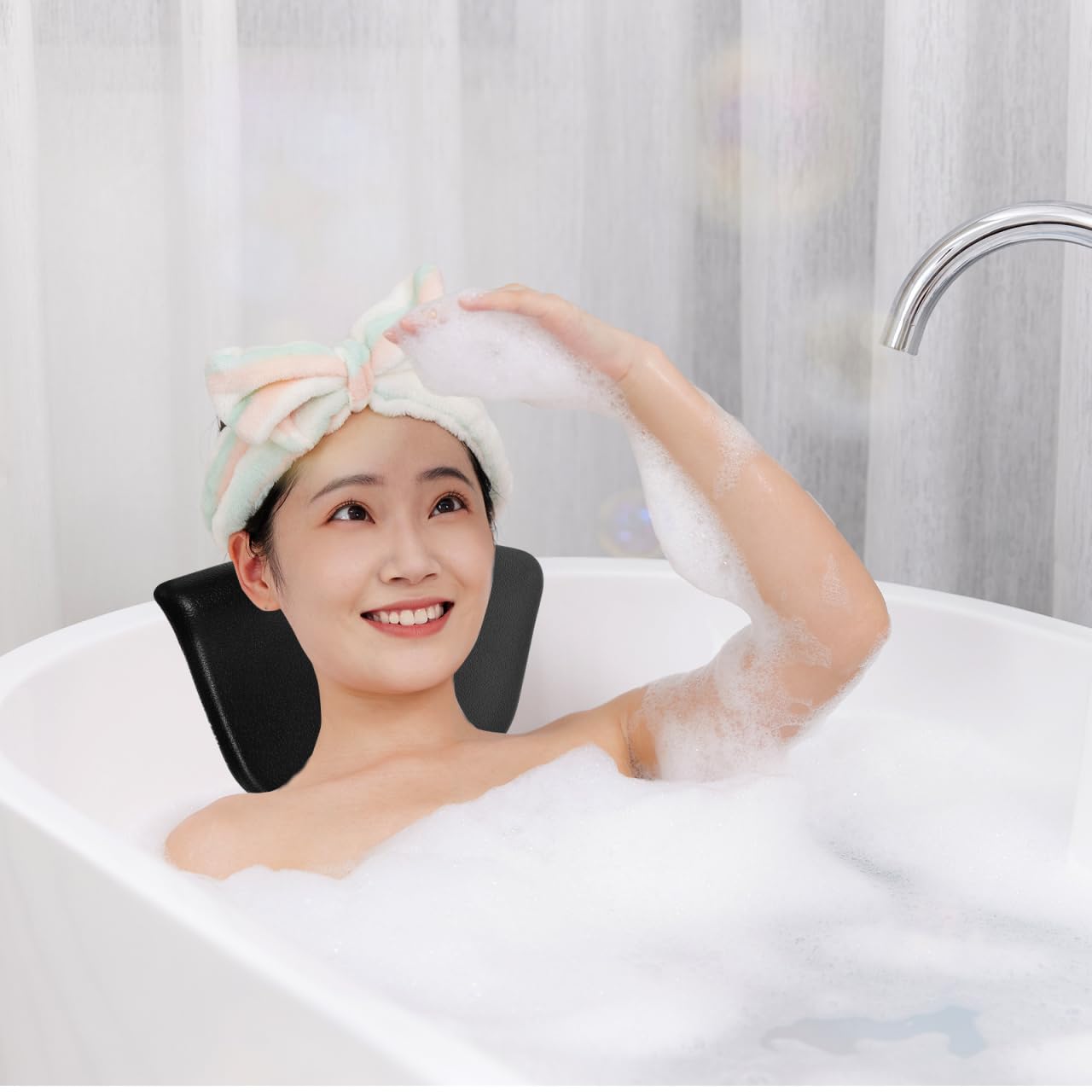 Healifty Bath Pillow for Tub with Suction Cups Removable Pu Headrest Cushion Neck and Back Support Waterproof Spa Pillow for Relaxing Soak 4.1 X 2.4 Beauty and Personal Care Healifty