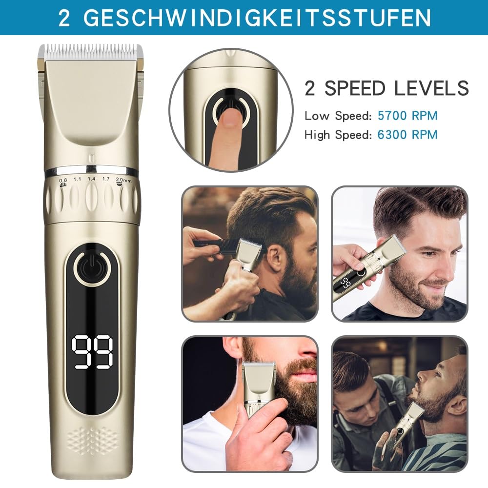GLESVOWIO Pro Hair Clipper Professional Cordless Electric Clippers for Men(Black) Beauty and Personal Care GLESVOWIO