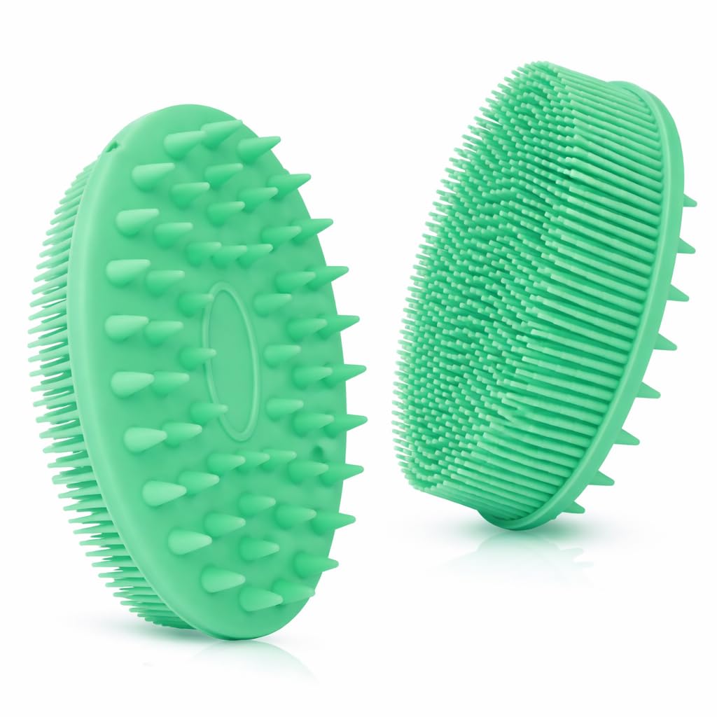 Essential Aura All-in-One Exfoliating Shower Brush - Gentle Silicone Loofah for Sensitive Skin with Dual-Purpose Scalp Massage for Spa-Quality Showers Beauty and Personal Care Essential Aura