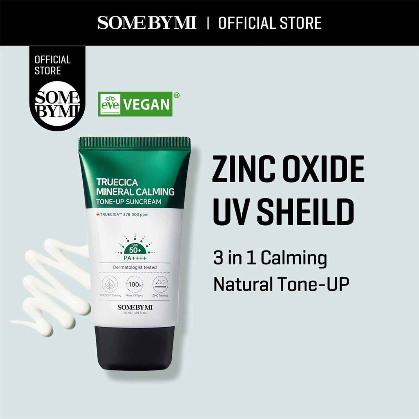 SOME BY MI Truecica Mineral Calming Tone-Up Suncream / SPF50+, PA++++ / 1.69Oz, 50ml / Brightening and Calming Effect/Mild Sun and UV Protection Beauty & Personal Care SOME BY MI