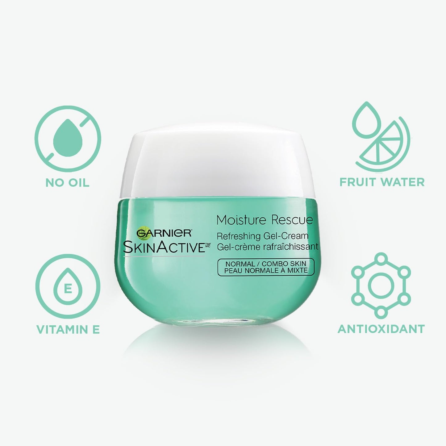 Garnier Moisture Rescue Refreshing Gel-Cream for Normal/Combo Skin, Oil-Free, 1.7 Oz (50g), 2 Count (Packaging May Vary) Beauty & Personal Care Garnier