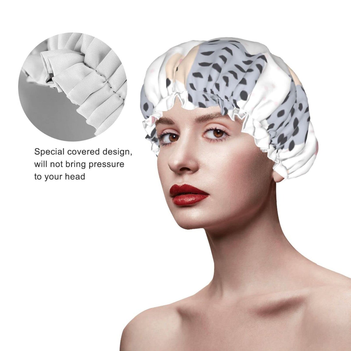 Cute Hedgehog Animal Shower Cap for Women,Double Waterproof Layers Bathing Shower Hat Large Designed for all Hair Beauty and Personal Care JIAOGSNC