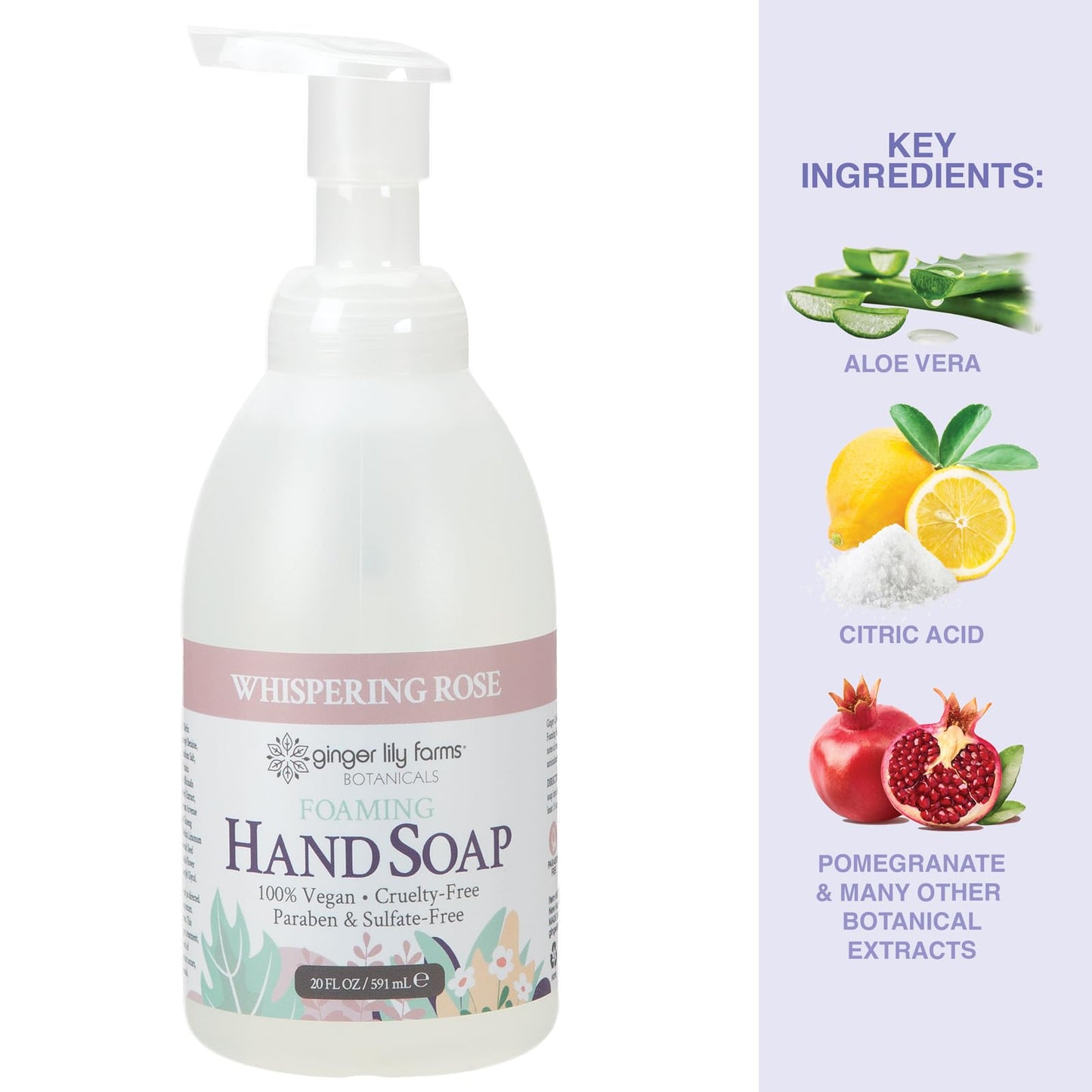 Ginger Lily Farms Botanicals All-Purpose Foaming Hand Soap Refill, 100% Vegan & Cruelty-Free, Whispering Rose Scent, 20 Fl Oz (Pack of 1) Beauty & Personal Care Ginger Lily Farms