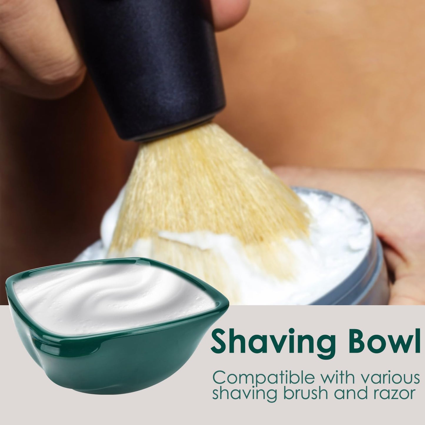 Linkidea Ceramic Shaving Bowl, Wide Mouth Lathering Mug with Spiral Texture for Men's Wet Shave, Heavy Duty Lather Cup for Soap & Brush, Traditional Beauty and Personal Care Linkidea