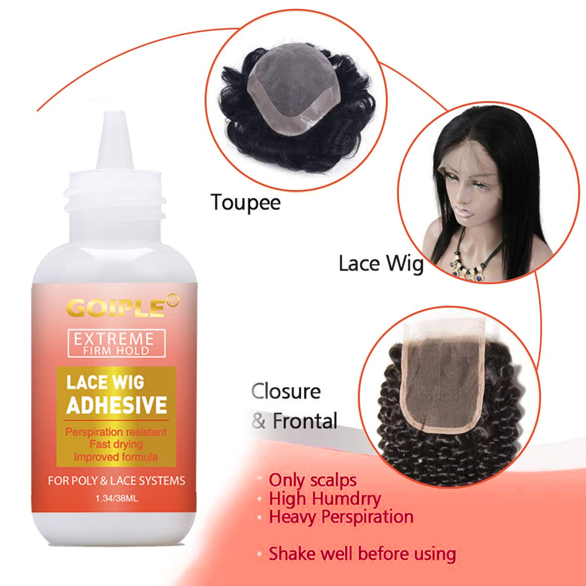 Lace Front Wig Glue Set - Waterproof With Tools, Hair Wax Stick, Remover, Edge Control Wax, Wig Band, and Dual Brush Beauty and Personal Care Goiple
