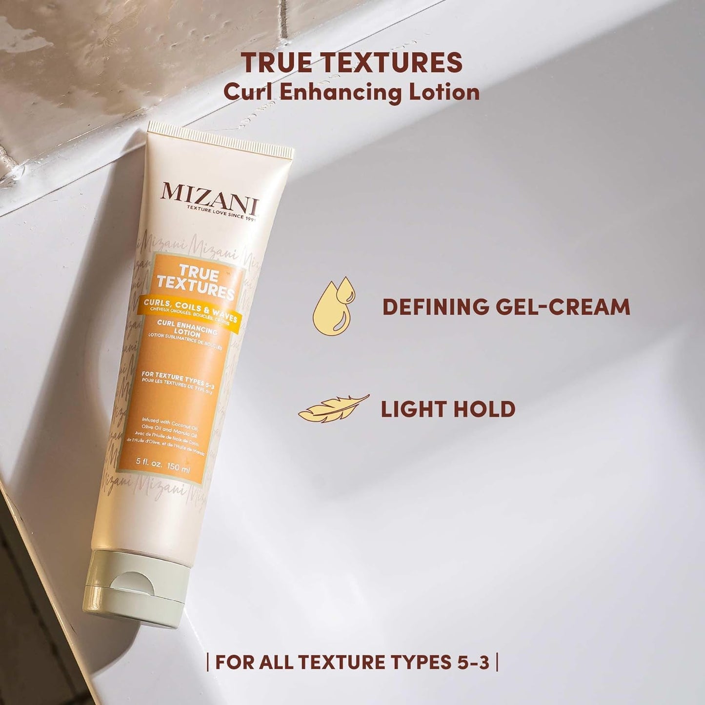 Mizani True Textures Curl Enhancing Lotion - Leave In Curl Cream for Curly Hair with Coconut Oil & Olive Oil, Frizz Control, Adds Hair Shine, No Beauty & Personal Care Mizani