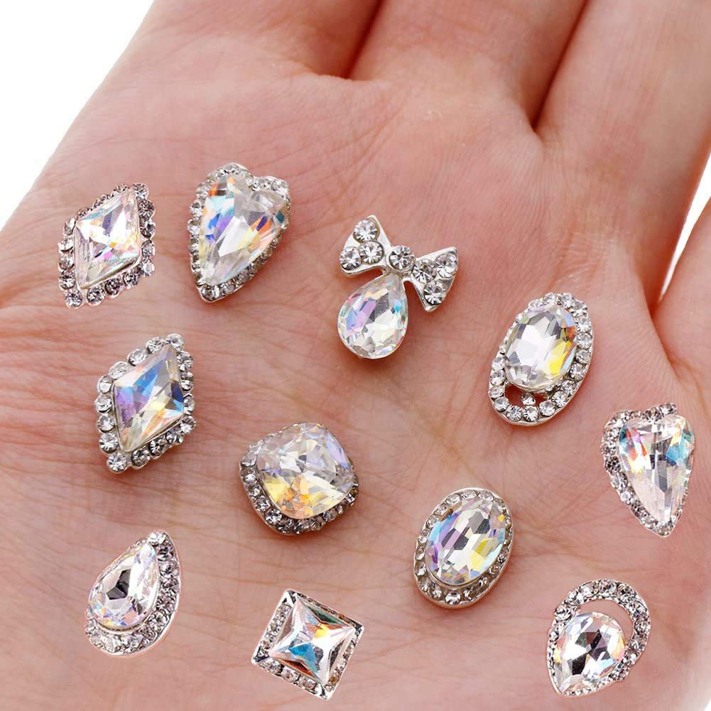 48PCS 3D Luxury Nail Art Rhinestones Nail Diamonds Glass Crystal AB Metal Gems Jewels Stones for DIY Nail Art Work Design Decoration Craft Jewelry Beauty & Personal Care PARAOR