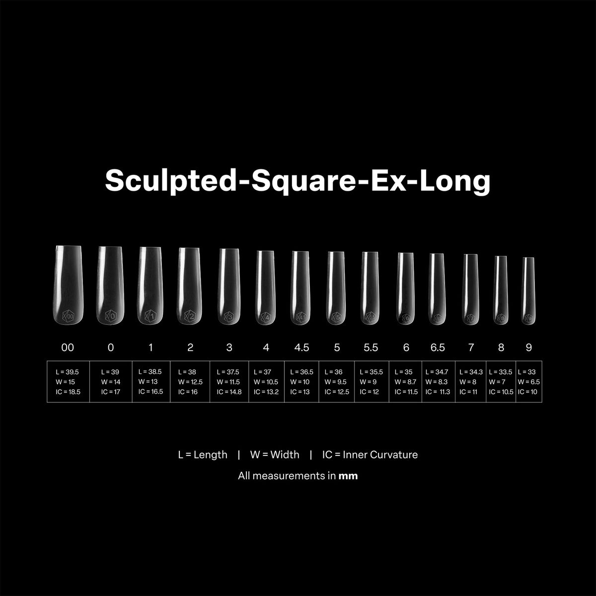 Apres Gel-X Sculpted Box of Nail Tips, 14 Sizes 00-9, Soft Gel Tip Box (210pcs) (Sculpted Square Extra Long, 210)