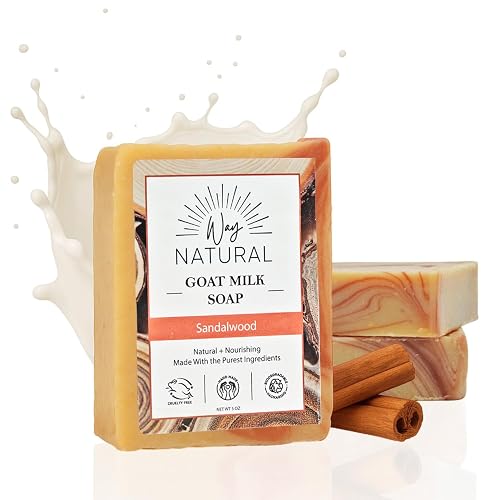 Way Natural Sandalwood Soap Bar (3 Pack) - Goat Milk Soap for Men & Women - Natural, Handmade w/Real Milk - Dry Skin, Hands/Body - Premium, Gentle, No Beauty & Personal Care Way Natural