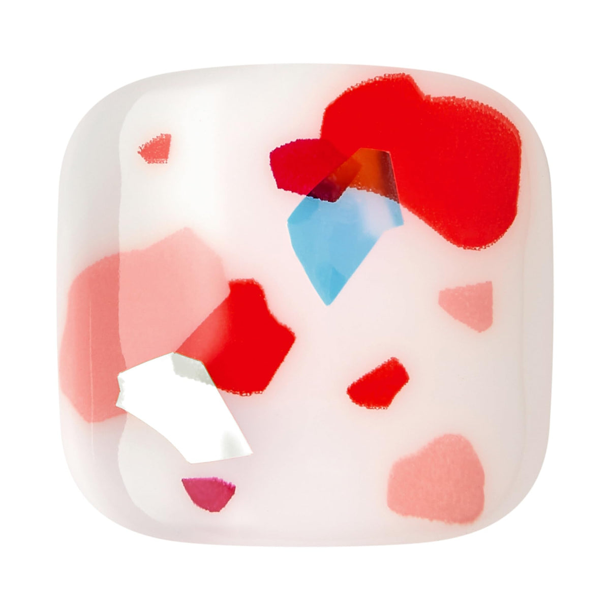 KISS Impress No Glue Pedi Press-On Toenails, Ruby, Red, White, Squoval Shape, Includes 24 Nails, Prep Pad, 1 Manicure Stick, 1 Mini File