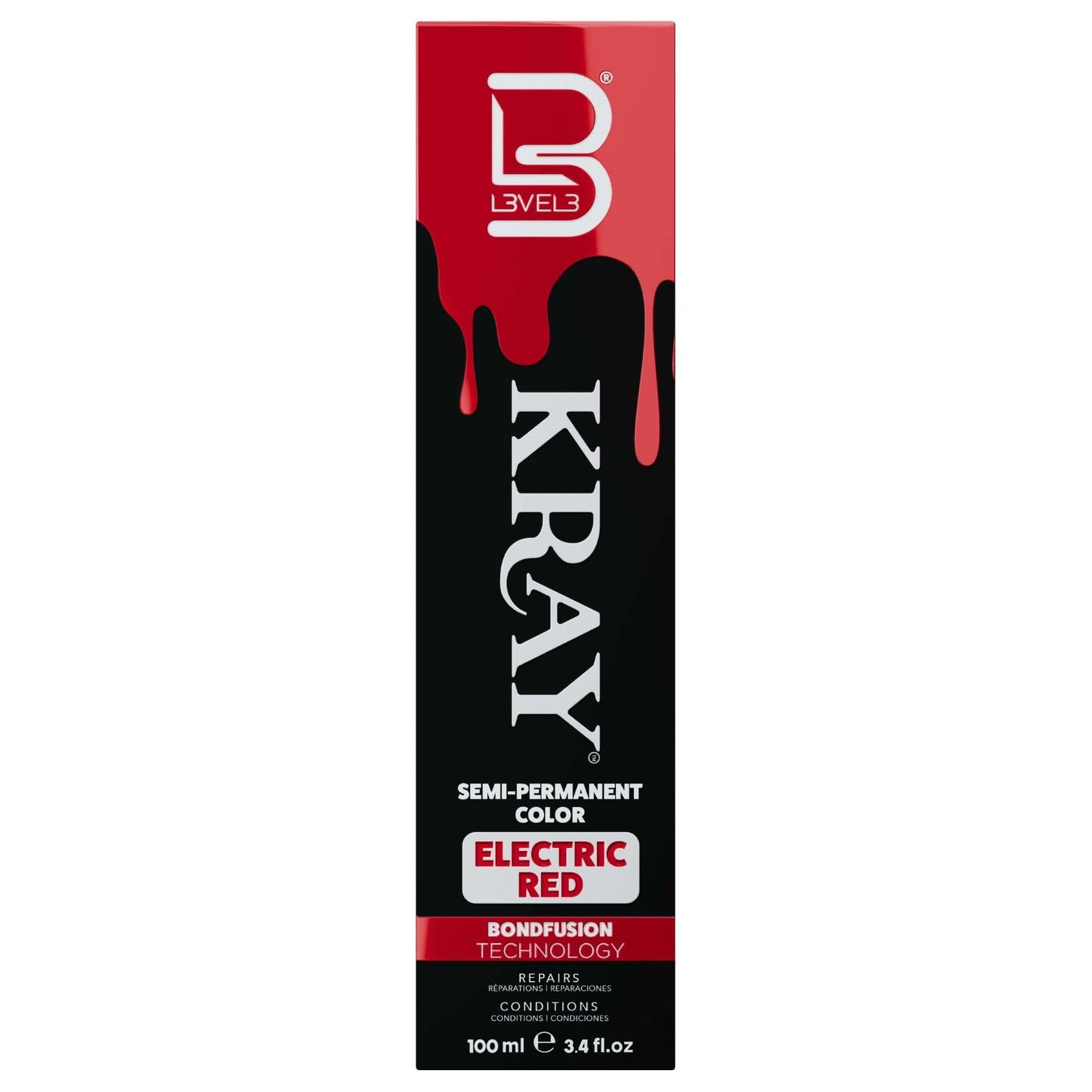 L3 - Level 3 Electric Semi Permanent Hair Color - Vibrant Long Lasting Shine - Argan Oil Protection - 100 ml - Electric Red Beauty & Personal Care L3