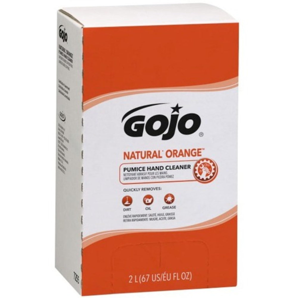 GOJO 7255 NATURAL ORANGE Pumice Hand Cleaner Refill, Citrus Scent, 2000mL, 4/Carton