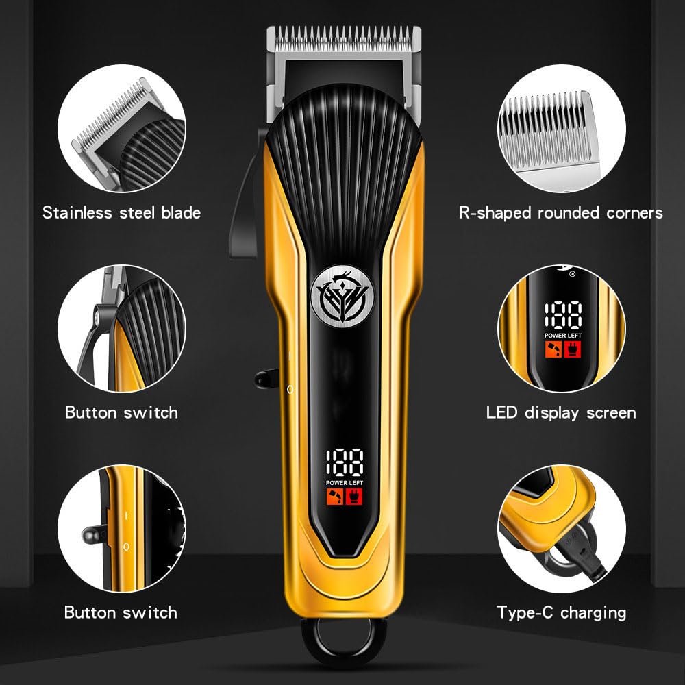 QDKVTNDJZ Professional Hair Clippers for Men, Cordless Rechargeable Trimmers Kit with LED Display,8W Power Motor, Electric Haircut Grooming Gift Beauty and Personal Care QDKVTNDJZ