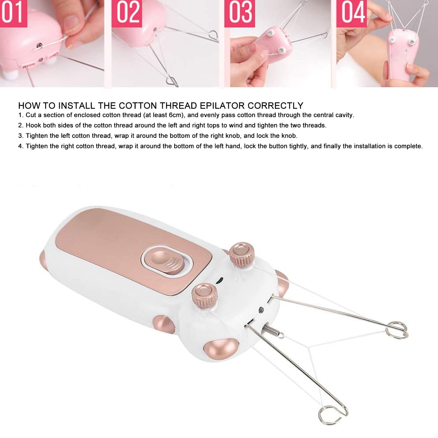 Facial Hair Removal Device Thread, Electric Facial Hair Remover Wire Hair Shaver Beauty Epilator Cotton Strength Threading Thread for Arms for Lower Beauty and Personal Care Shanrya