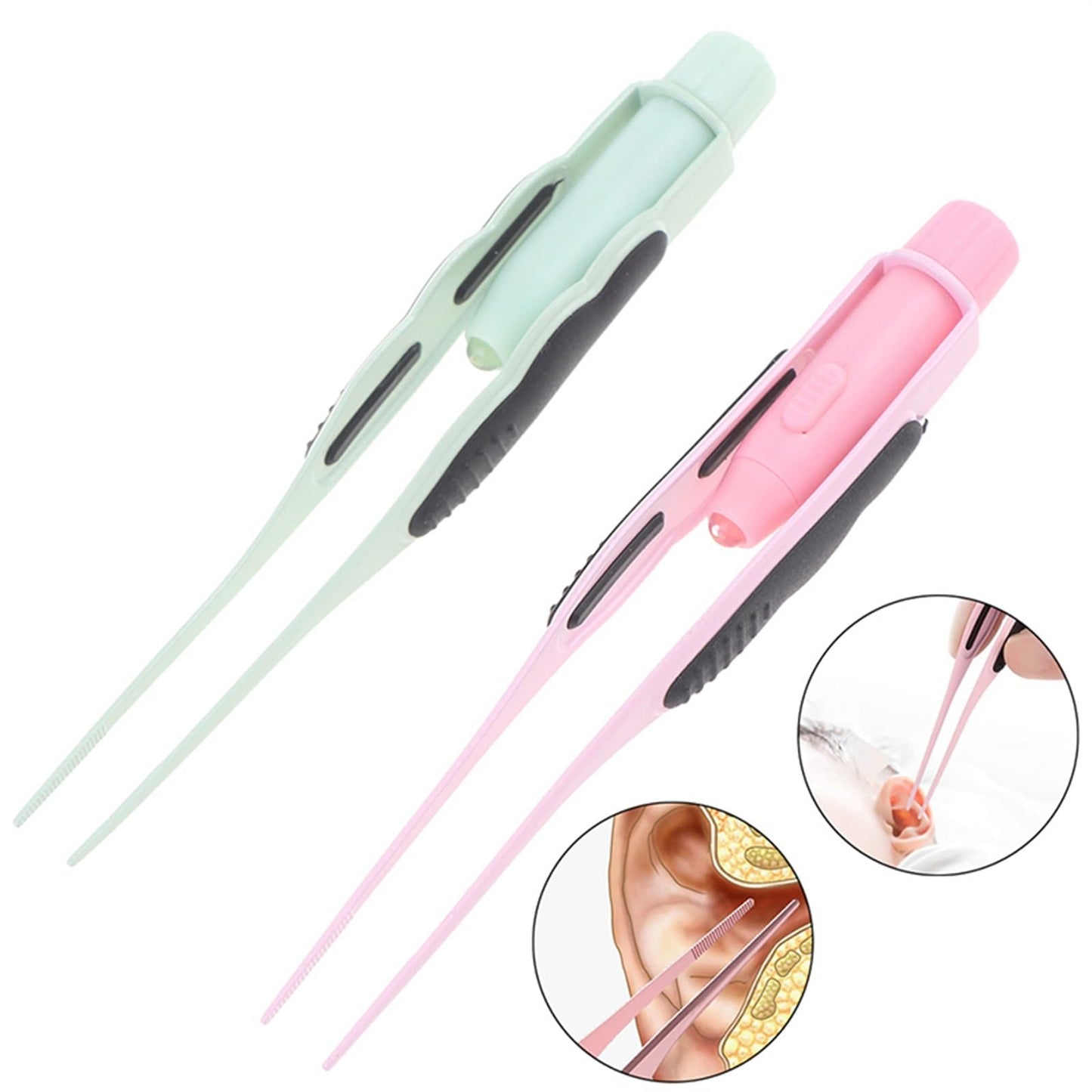 MENGKK Tweezers Professional Stainless Steel Ear Forceps Makeup Light Slant Tip Hair Removal Eyelashes Eyebrow Tweezers Makeup Tool(Pink) Beauty and Personal Care MENGKK