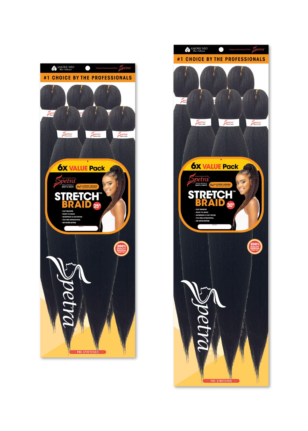 Vivica A. Fox Amore Mio Collection Pre-Stretched Braid 6pcs Copper Infused Spetra Synthetic Hair - STRETCH BRAID 6PCS 25 Inch (TPBLUE/1B)