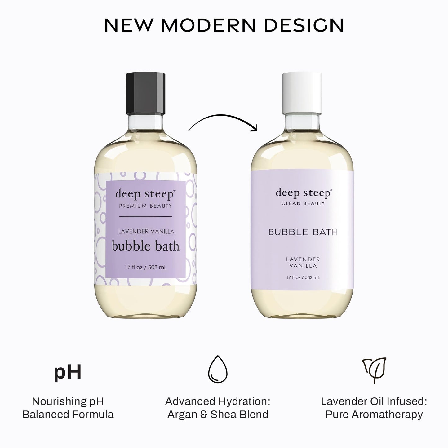 Deep Steep Lavender Vanilla Bubble Bath for Women, Hypoallergenic, Clinically Tested, Clean Formula for Sensitive Skin, Sulfate-Free, 17 fl oz Bottle Beauty and Personal Care Deep Steep