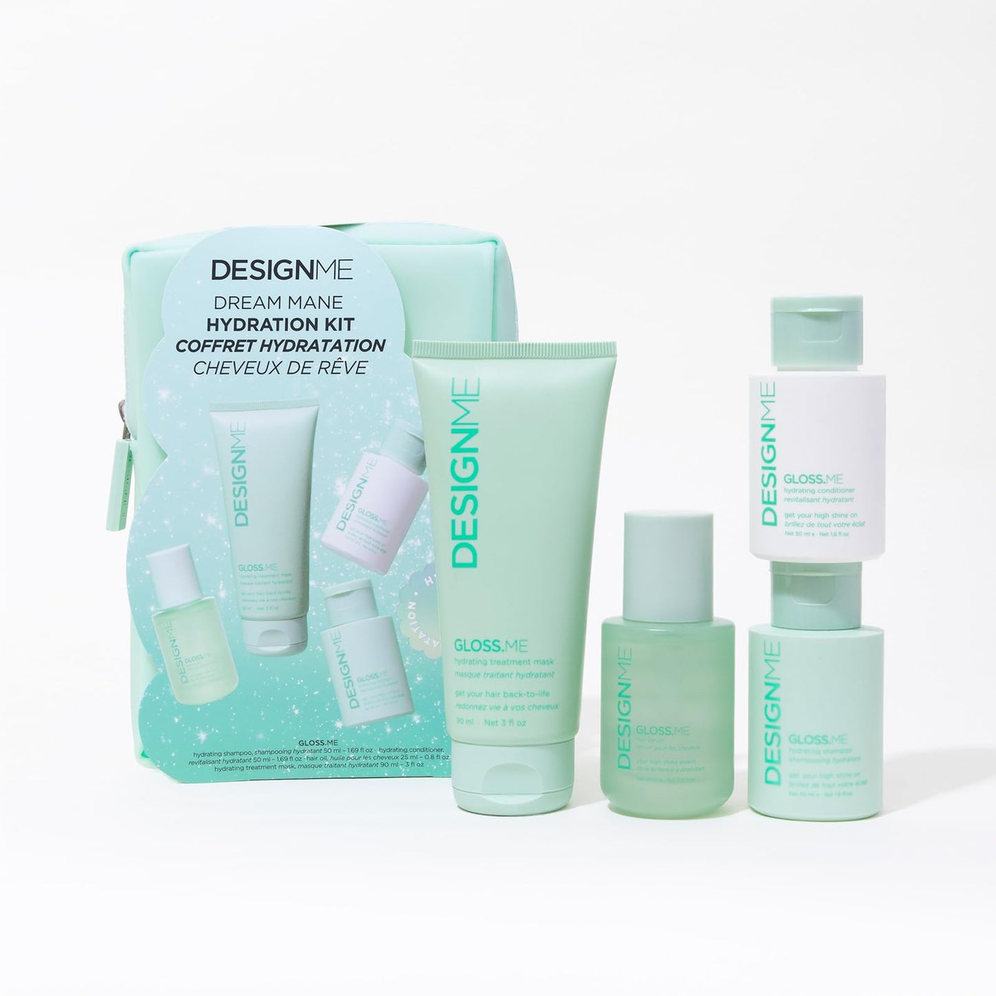 DESIGNME GLOSS.ME Hydration Kit |Moisturizing Shampoo, Conditioner, Mask & Hair Oil | With Argan Oil | For Dry & Frizzy Hair - Hydrating, Anti-Frizz Beauty & Personal Care Design.Me