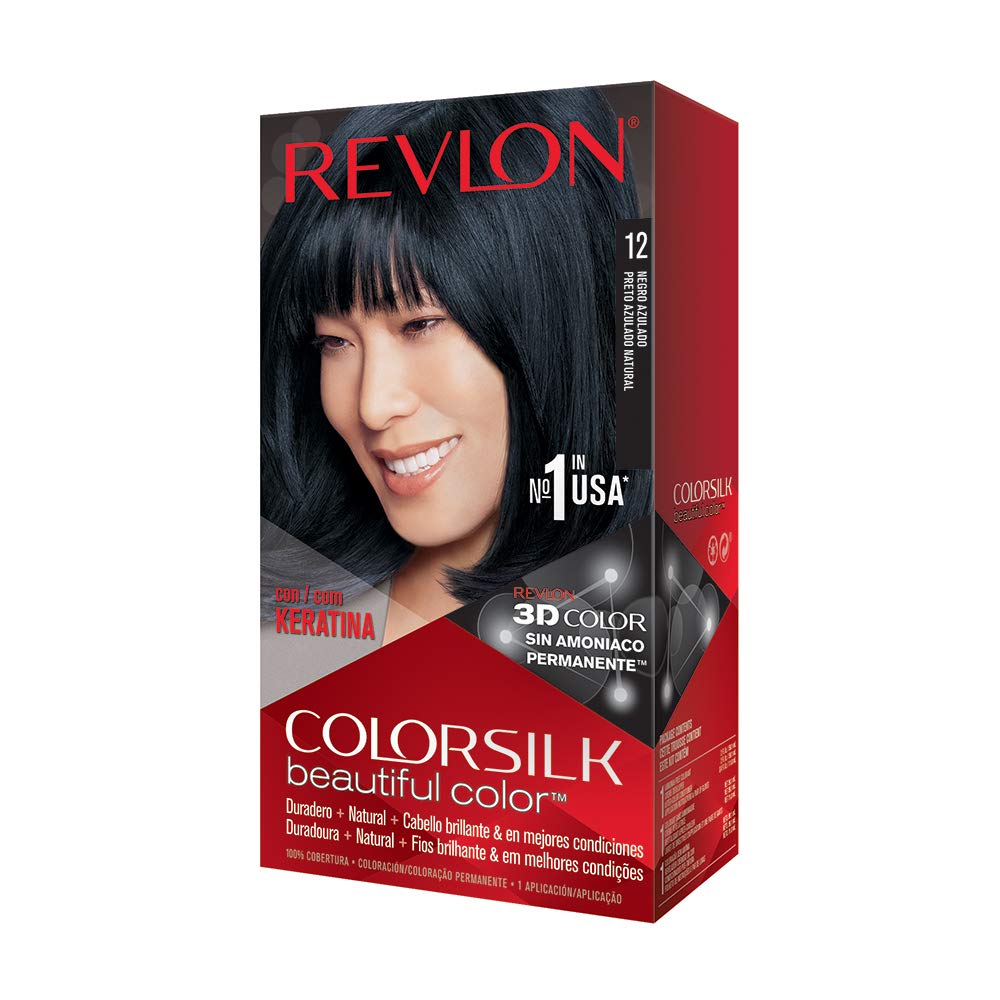 Revlon Colorsilk Beautiful Color Permanent Hair Color with 3D Gel Technology & Keratin, 100% Gray Coverage Hair Dye, Natural Blue Black, 1 Count (Pack Beauty & Personal Care REVLON