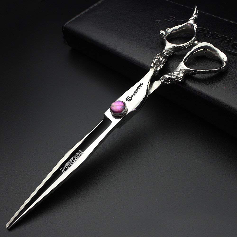 7 inch barber scissors,purple diamond barber scissors(7 Inch Flat-AA)