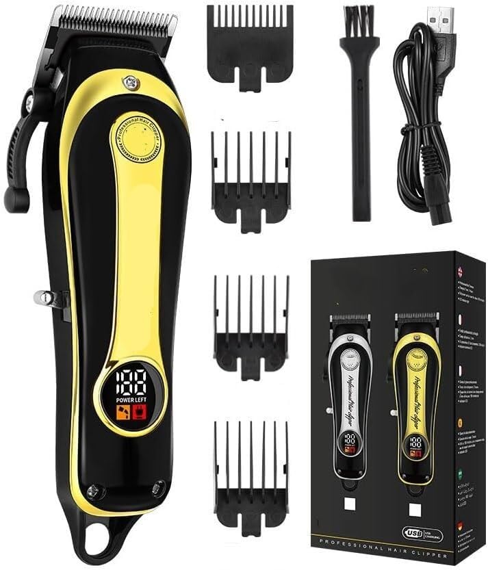 Men's Professional Cordless Hair Clippers for Men, Women, and Children,USC Charging Beard Trimmer with Stainless Steel Blade, 4 Guide Combs, Electric Beauty and Personal Care QDKVTNDJZ
