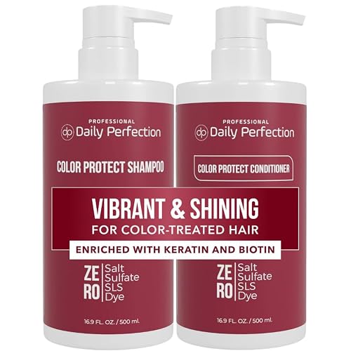 Daily Perfection Color Protect Shampoo and Conditioner Set - Vibrant and Shining Hair Care,Treated Hair with Biotin and Keratin - Salt, Sulfate Beauty & Personal Care Daily Perfection