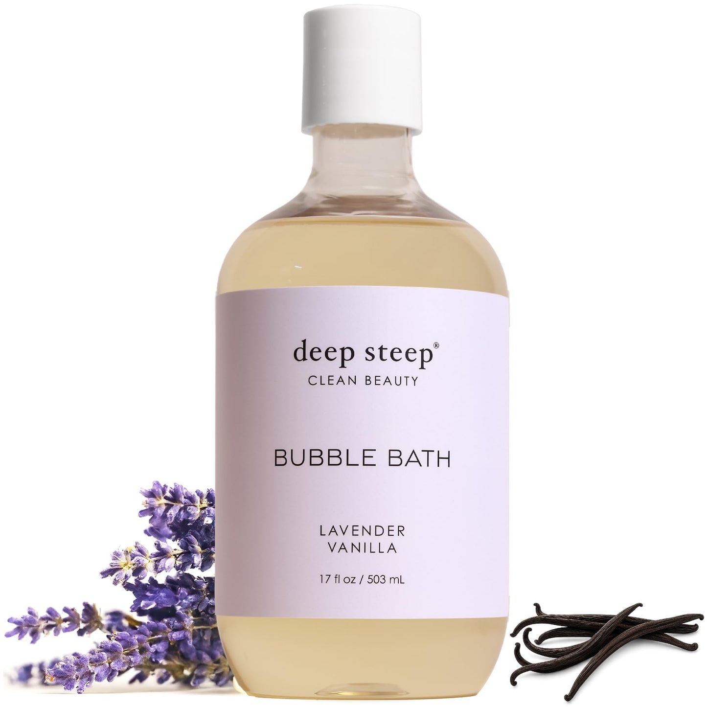 Deep Steep Lavender Vanilla Bubble Bath for Women, Hypoallergenic, Clinically Tested, Clean Formula for Sensitive Skin, Sulfate-Free, 17 fl oz Bottle Beauty and Personal Care Deep Steep