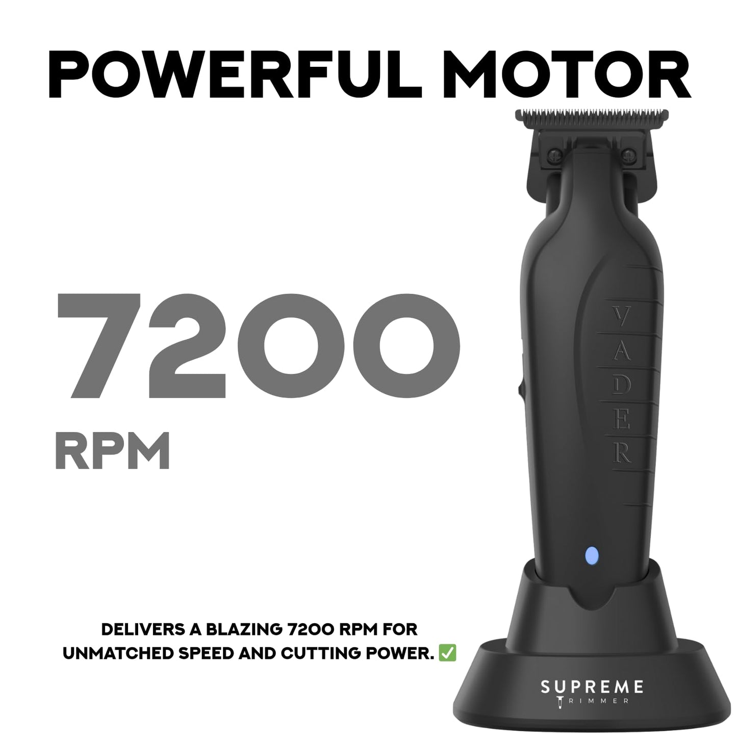 Supreme Trimmer Vader ST3778 - Professional Cordless Barber Liner - 210 Min Runtime, 7000 RPM Motor, Zero Gap DLC T-Blade, USB-C Fast Charging Beauty and Personal Care Supreme Trimmer