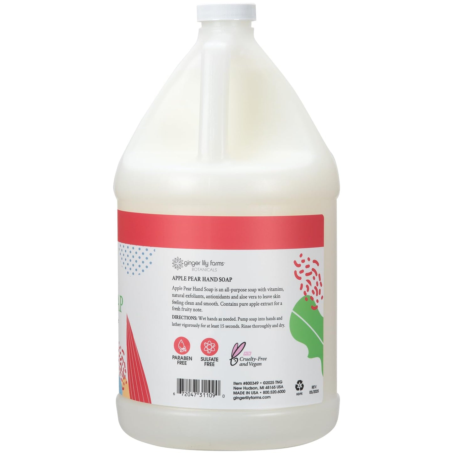 Ginger Lily Farms Botanicals All-Purpose Liquid Hand Soap Refill, 100% Vegan & Cruelty-Free, Apple Pear Scent, 1 Gallon (128 fl. oz.) Beauty & Personal Care Ginger Lily Farms