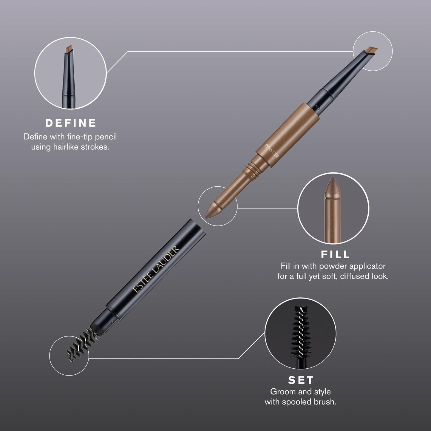 Estée Lauder The Brow Multi-Tasker 3-in-1 Tool | Eyebrow Pencil, Powder and Brush, 05 Black Beauty & Personal Care Estée Lauder