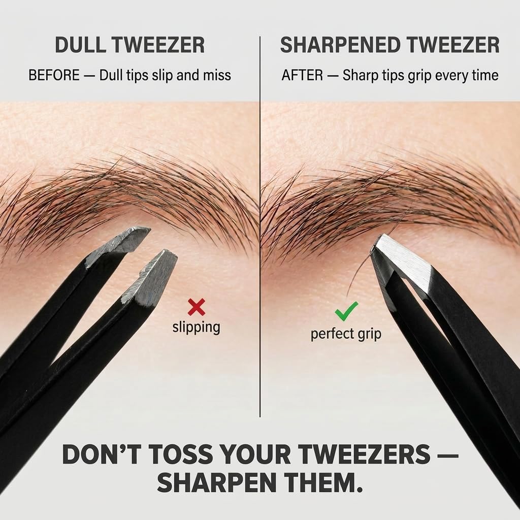 The BrowGal - 12 Tweezer Sharpeners - Exclusive for Sharp & Efficient Longer Period use - Super Handy and Portable Tool, Easily Grip with Safety Beauty and Personal Care The BrowGal
