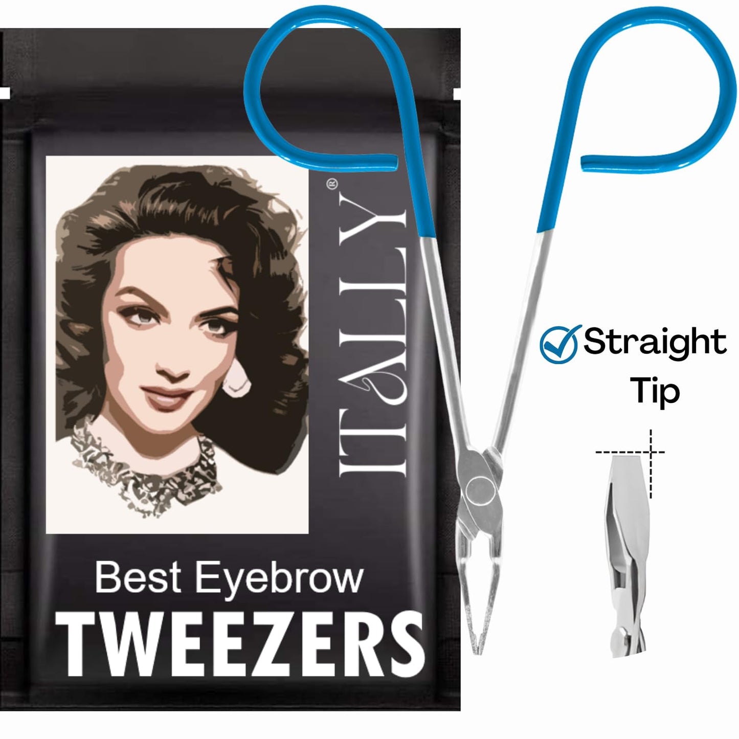 ITALLY Professional Salon TWEEZERS with Easy Scissor Handle, The BEST PRECISION EYEBROW TWEEZERS Men/Women, Pinzas Para Cejas, Ingrown Hair Beauty and Personal Care ITALLY