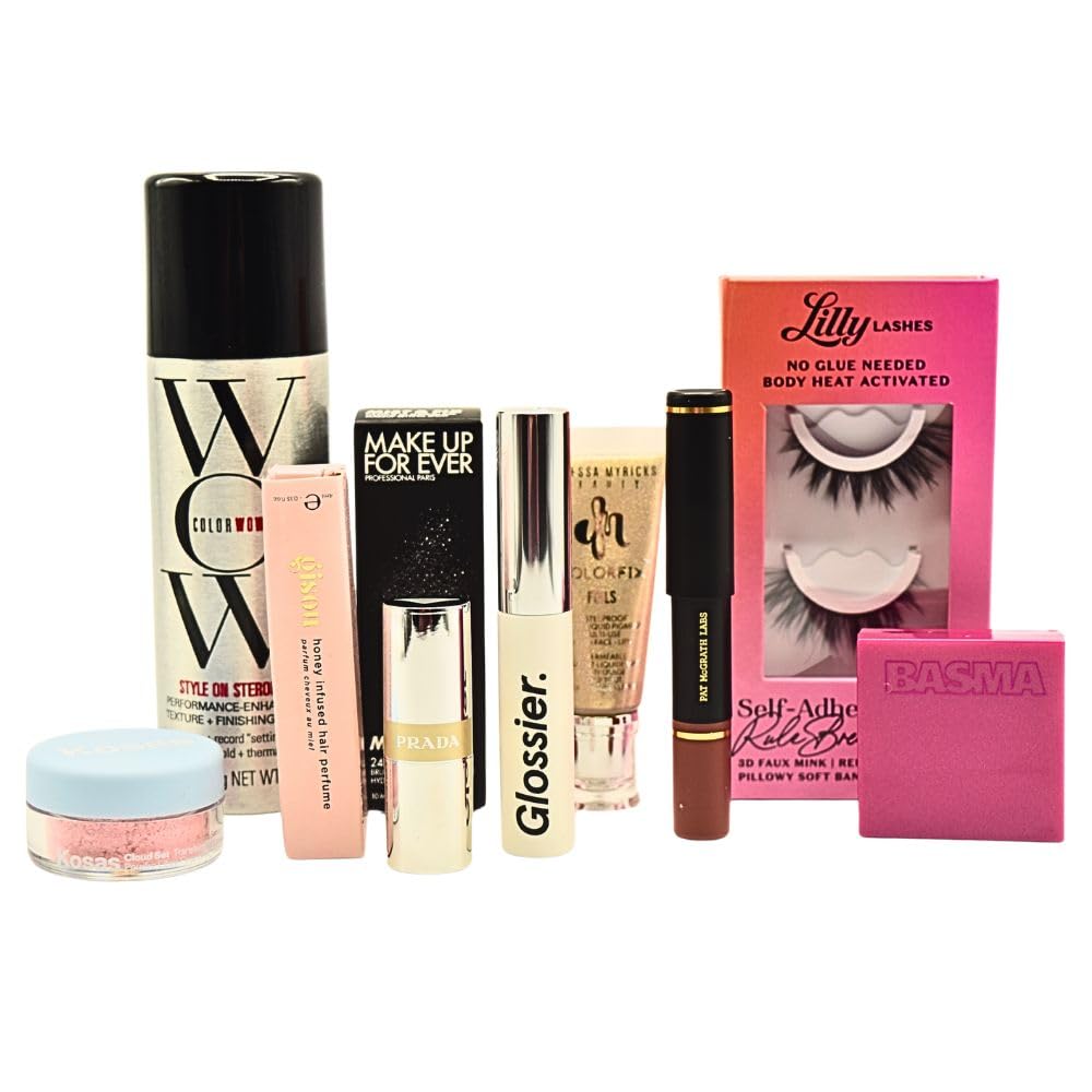 Sephora Glitz & Glam 10 Piece Holiday Gift Set: Makeup, Hair & Skincare Essentials with Red Lipstick, Blush, Powder & Lashes Beauty & Personal Care SEPHORA
