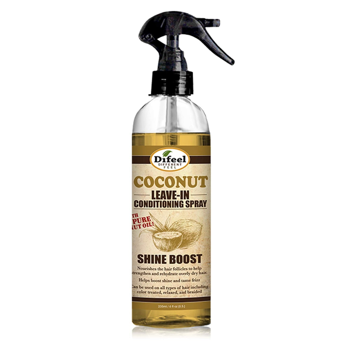 Difeel Shine Boost Leave in Conditioning Spray with 100% Pure Coconut Oil 6 ounce Beauty & Personal Care Difeel