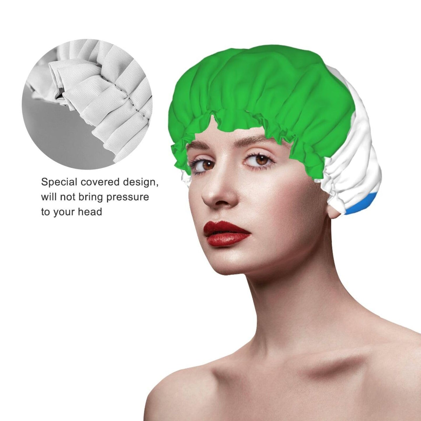 Sierra Leone Flag Prints Shower Cap Double Layer Lined Waterproof Bathing Shower Hat Beauty and Personal Care Hayyett