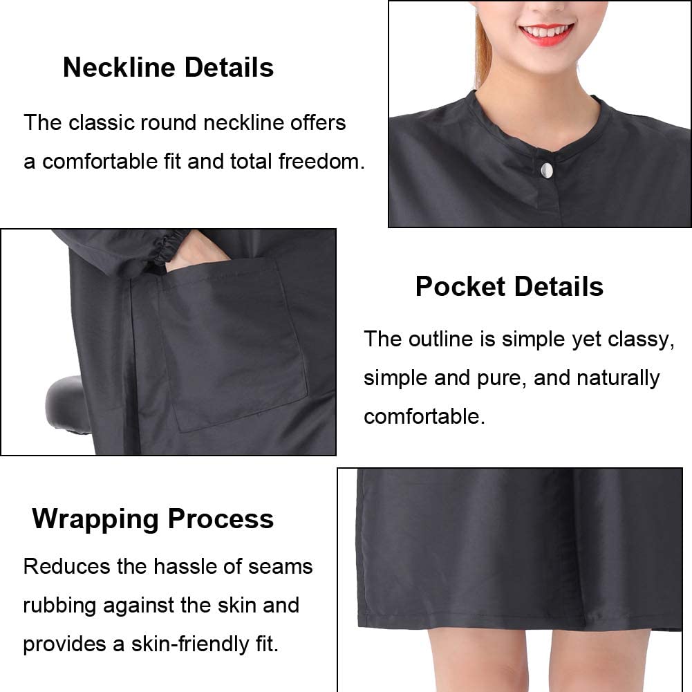 TILYIALA Professional Salon Smock Stylist Jacket Waterproof Hairdressing Cape Barber Apron Pet Grooming Workwear (Snap, Black, Medium) Beauty & Personal Care TILYIALA