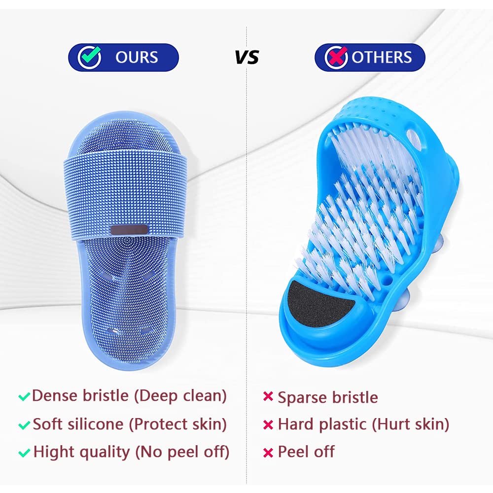 Ygapuzi Shower Foot Scrubber - Soft Silicone Cleaner With Non-Slip Suction Cups, Exfoliating Dead Skin Massager Slipper to Improve Circulation Beauty and Personal Care Ygapuzi