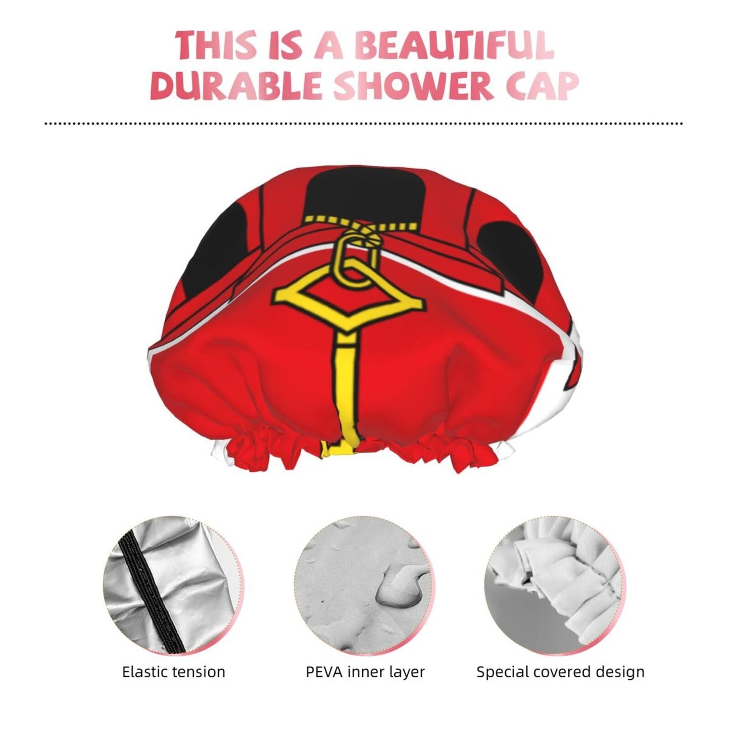 Gibraltar Flag Prints Shower Cap Double Layer Lined Waterproof Bathing Shower Hat Beauty and Personal Care Hayyett