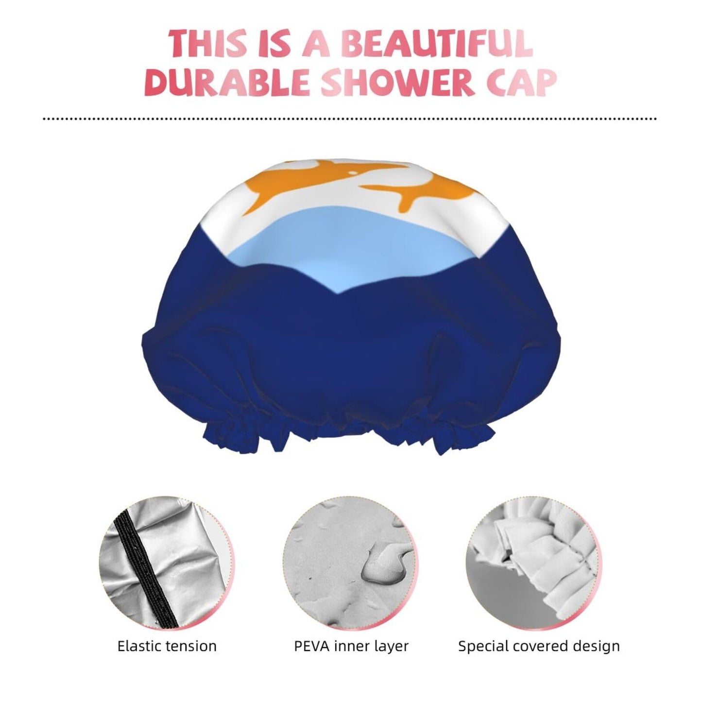 Anguilla Flag Prints Shower Cap Double Layer Lined Waterproof Bathing Shower Hat Beauty and Personal Care Hayyett