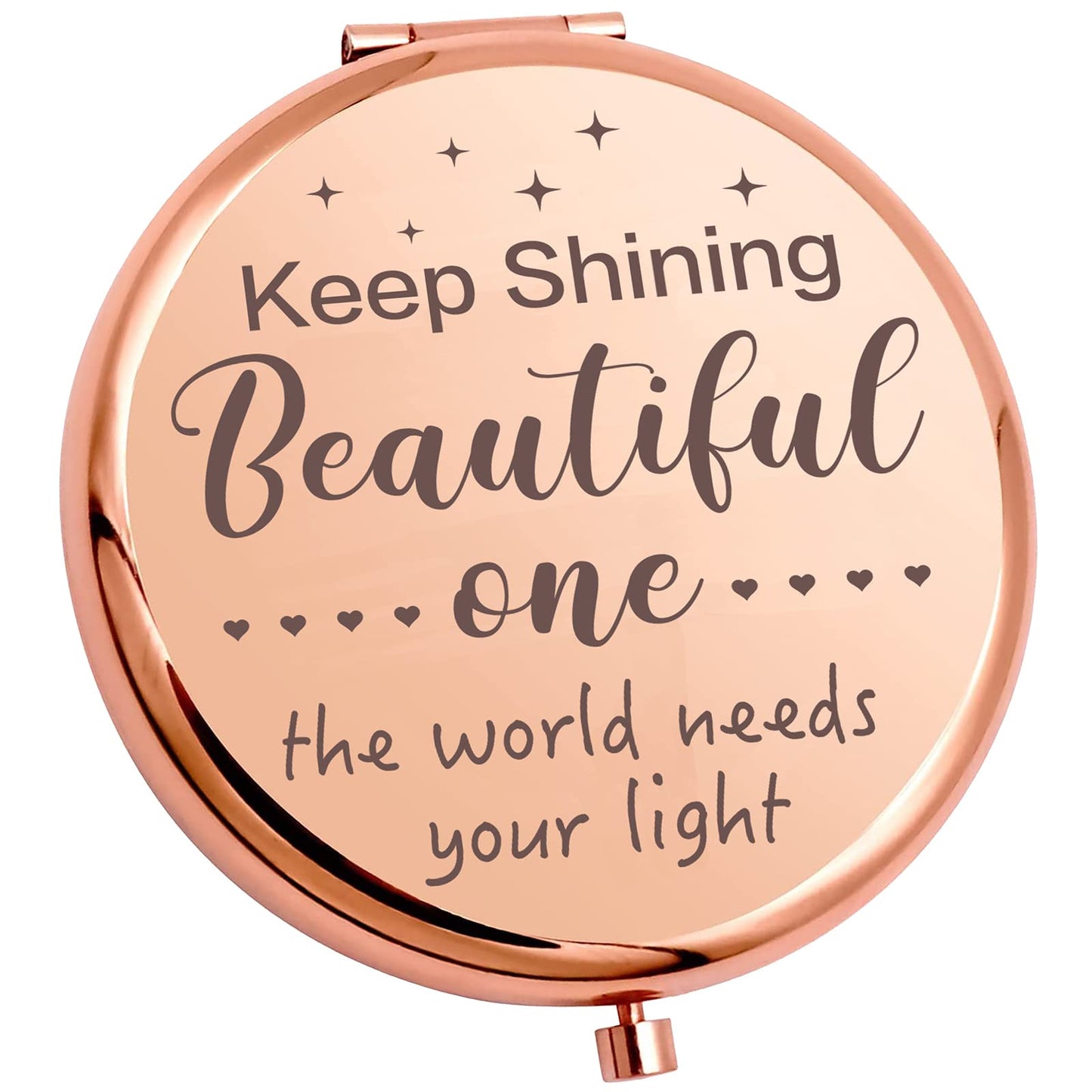 YSUNM Ming Heng Inspirational Personalized Rose Gold Travel Pocket Compact Pocket Makeup Mirror Gift for Best Friend Sister Her Daughter Girlfriend Beauty & Personal Care YSUNM